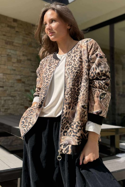 Laundry B Suko Suedette Bomber Jacket Animal /10 =